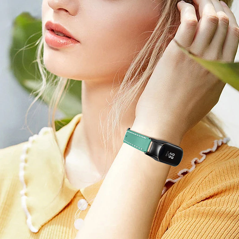 For Xiaomi Mi Band 7 Genuine Cowhide Leather Watch Strap Replacement Watchband with Black Watch Case For Xiaomi Mi Band 7 Genuine Cowhide Leather Watch Strap Replacement Watchband with Black Watch Case